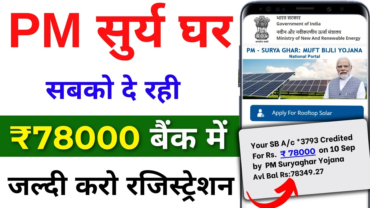 PM Surya Ghar Muft Bijli Yojana 2025: 300 यूनिट तक मुफ्त बिजली और 78,000 रुपये बैंक में, जानें कैसे करें आवेदन